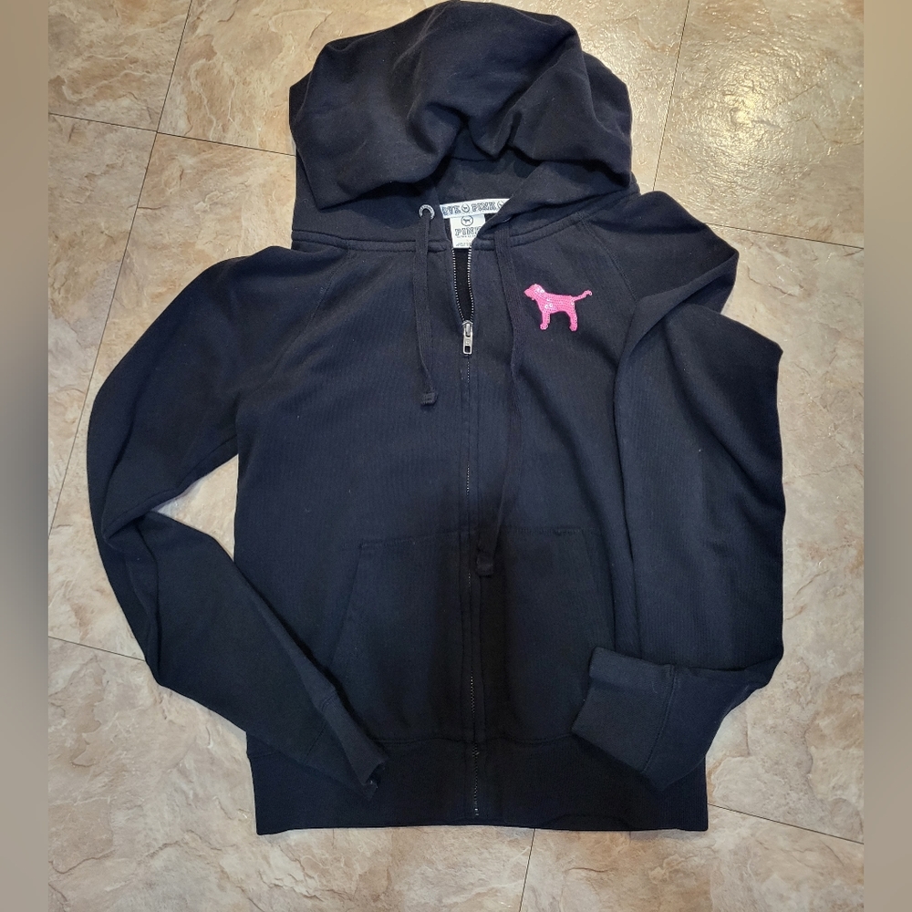 vs pink bling zip up hoodie